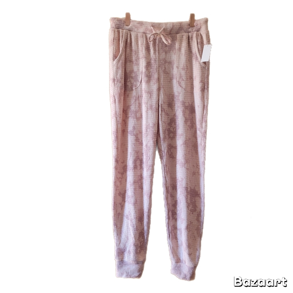 Pink Rose Pajama Set Womens L Large Pink Long Sleeve Top Pant Bottoms - Picture 7 of 9
